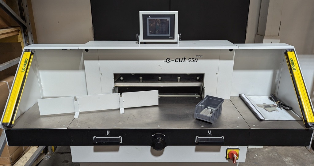 Used RIGO E-Cut 550 Electric Programmable Guillotine w/Side Tables