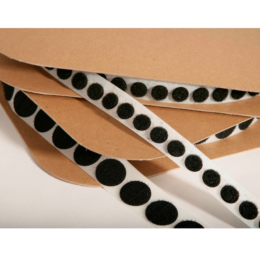3/4" x FASpro Black Hook & Loop Coins, Hook 1200/Roll