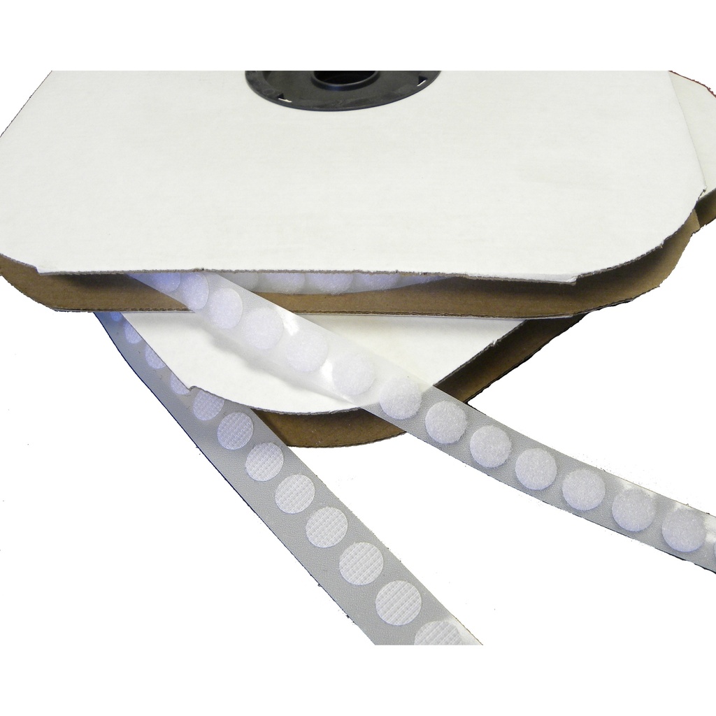 3/4" x FASpro White Hook & Loop Coins, Loop 1200/Roll